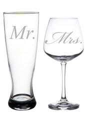 Beer pilsner glass 23 oz with Mr etching
