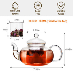 Clear borosilicate CNGLASS teapot for blooming tea