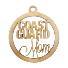 Coast Guard Mom Ornament handcrafted in the USA from natural wood