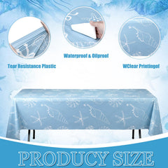 Coastal party tablecloth made of plastic for indoor outdoor use