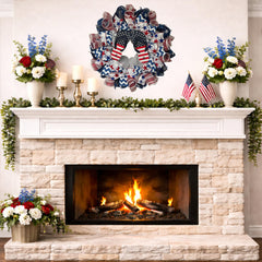 Coastal patriotic front door decor wreath navy outer ring