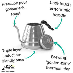 Premium stainless steel Coffee Gator gooseneck kettle 34oz