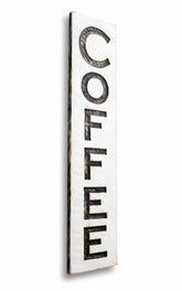 COFFEE Sign Vertical carved on solid wood board 40x10