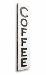 COFFEE Sign Vertical carved on solid wood board 40x10
