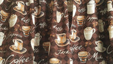 Coffee Valance Curtain coffee themed pattern close up