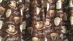 Coffee Valance Curtain coffee themed pattern close up