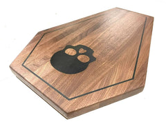 Coffin shaped charcuterie board with skull resin fill in solid walnut
