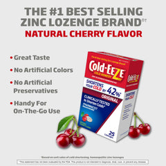 Natural cherry flavor zinc lozenges packaging front