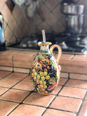 Hand painted oil cruet by Parrini Italian ceramic art