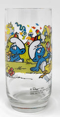 Collector glass tumbler featuring Smurfette Hardees promo