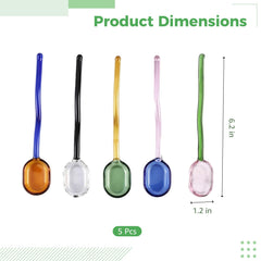 colored glass dessert spoons five colors for table