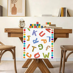 Colorful ABC table runner designed for Alphabet party decor