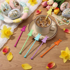 Package of 30 bunny stirrers in six colors for Easter