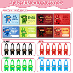 Colorful ninjas in 24-piece set with cards