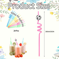 twisty colorful soccer drinking straws for events