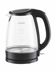 1.7L capacity COMFEE’ glass electric kettle with LED indicator