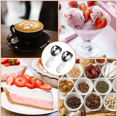 Ergonomic short-handle coffee measuring spoon in silver