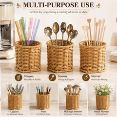 Compact countertop utensil basket for spoons and stirrers
