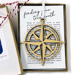 Compass Christmas Ornament in kraft gift box ready for gifting