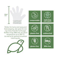 Food service latex-free compostable gloves corn starch material