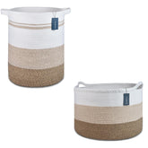 COMSE tall laundry basket made from natural cotton with standalone design