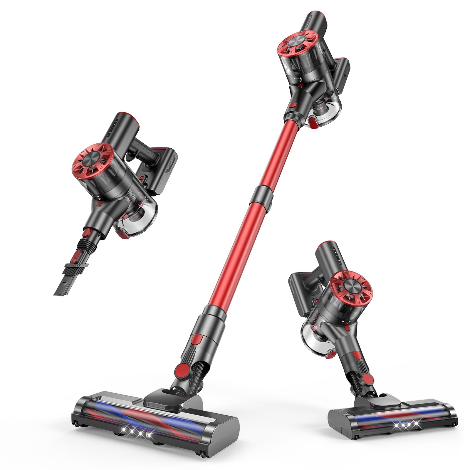 Comvtu cordless stick vacuum Hibiscus Red for home use