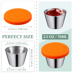 Stainless steel condiment containers with leakproof lids