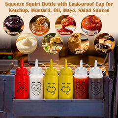 Clear 8 oz condiment squeeze bottle with smile face from 30 pack