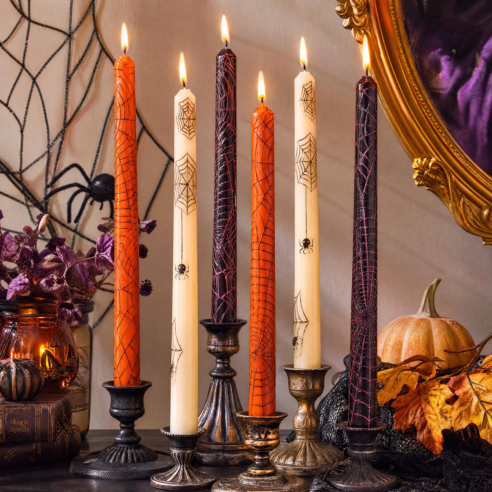 Conelist 6 Pcs Halloween Taper Candles Bulk packaging
