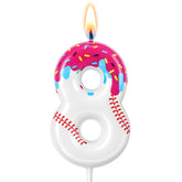 Conelist ice cream drip baseball birthday candle number 8 cake topper