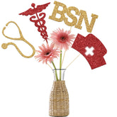 Congrats BSN Centerpiece Sticks red and gold 12 pieces for Nurse Graduation