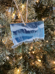 4 inch Connecticut ornament handmade in the USA with real beach sand