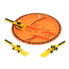Constructive Eating Plate and Utensils Set toddler dinnerware USA made