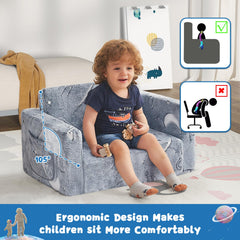 fold out couch shown transforming to a lounger for kids
