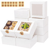 16pcs cookie boxes with window white 6x6x3 inches