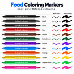 Cookie decorating pens with broad and fine tips for icing