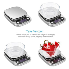 Compact kitchen scale suited for cooking and baking tasks