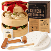 Cooking Gift Set Co bamboo steamer basket 2-tier 8-inch