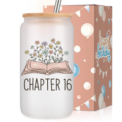 Coolife Chapter 16 Glass Cup 16oz with lid and straw
