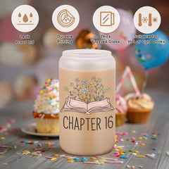 Coolife 16th birthday glass cup for girls with lid
