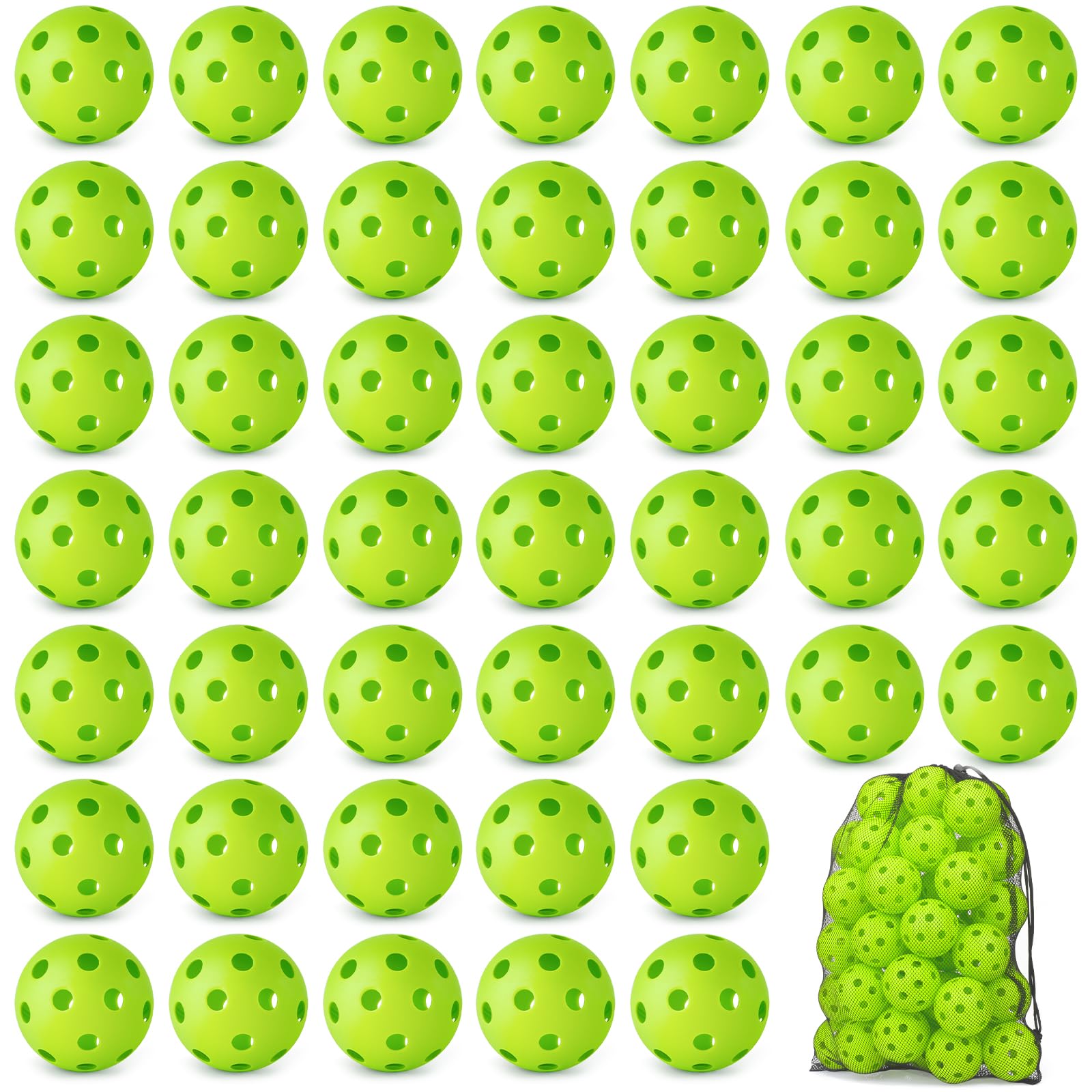 Coopay 50 Pack Baseball Practice Balls green with drawstring bag