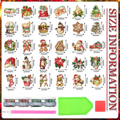 Copkim Christmas Diamond Art Magnets 8 cm 30 pcs on magnetic board