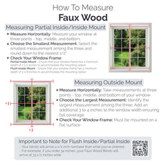 White cordless faux wood blind with 59 W x 64 H size