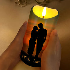 Cordless LED candle with flickering flame