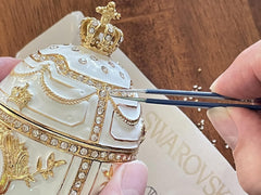 24ktGOLD hand-embellished Faberge egg with Austrian crystals