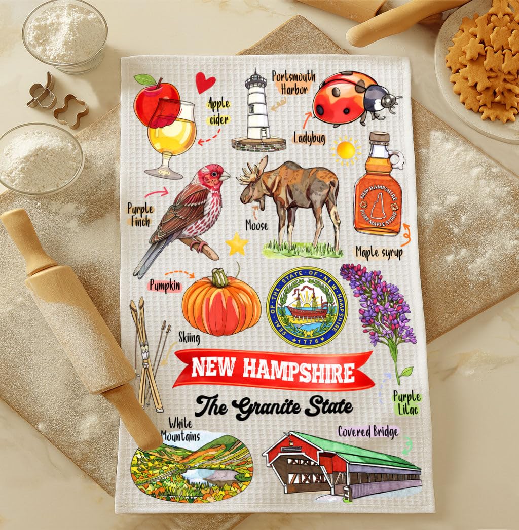 CoryGiftDesign New Hampshire Kitchen Towel 16x24 waffle weave