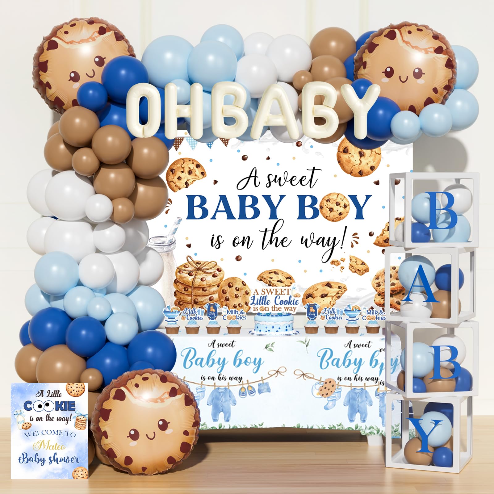 Costova Milk and Cookies baby shower decorations backdrop set