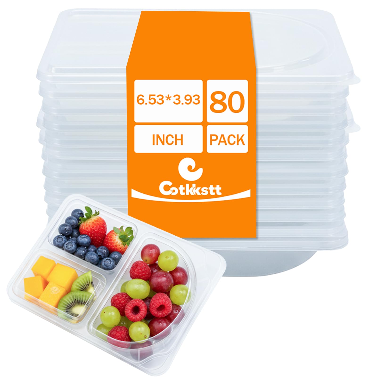 Cotkkstt four-compartment snack containers with lids