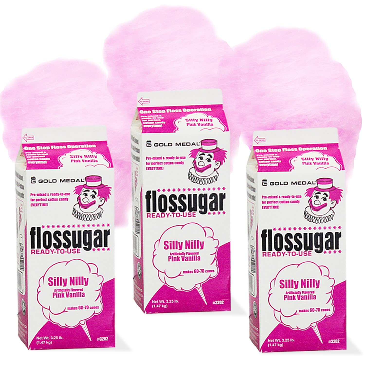 Cotton Candy Sugar Floss Three Pack Pink Vanilla packaging