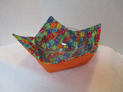 Tie Dye Packed Cats Soup Bowl Cozy fabric close up